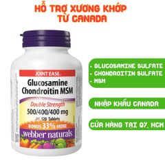 Webber Naturals Viên Uống Giảm Đau Duy Trì Sụn Khớp Glucosamine Chondroitin MSM 500/400/400mg Hộp 120 Viên