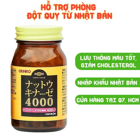Viên Uống Hỗ Trợ Phòng Đột Quỵ Tai Biến Orihiro Nattokinase 4000 FU Nhật Bản 60 Viên