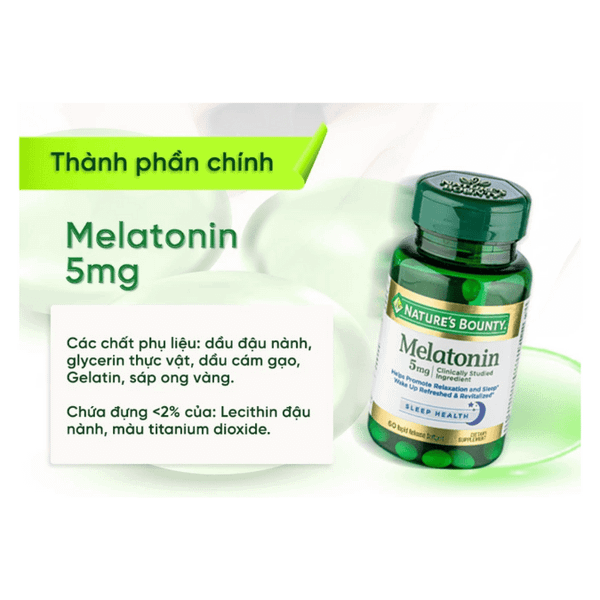 Nature’s Bounty Viên Uống Hỗ Trợ Điều Hòa Giấc Ngủ Melatonin 5mg 60 Viên - Chính Hãng