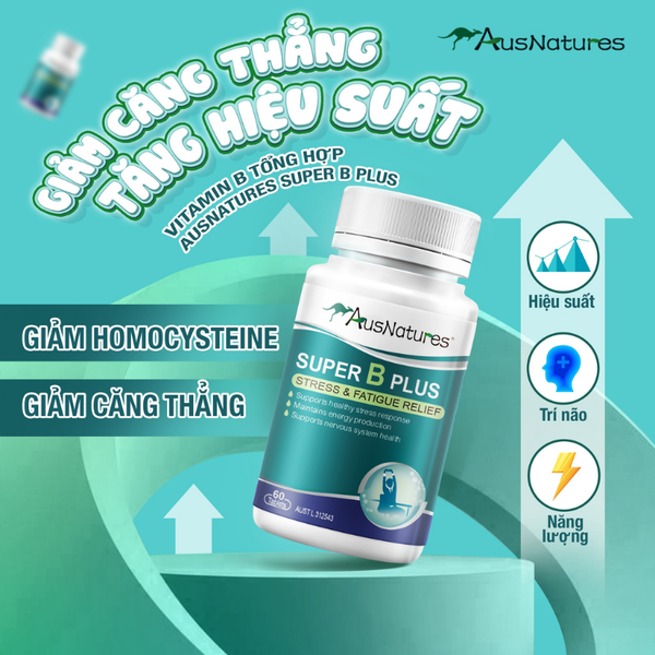 AusNatures Viên Uống Super B Plus Hỗ Trợ Duy Trì Năng Lượng, Giảm Stress 60 Viên