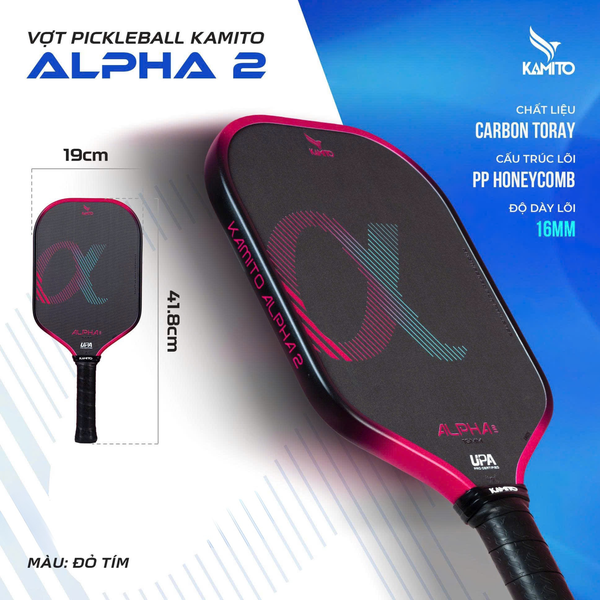 Kamito Vợt Pickleball Alpha 2 16mm Có Kèm Hộp