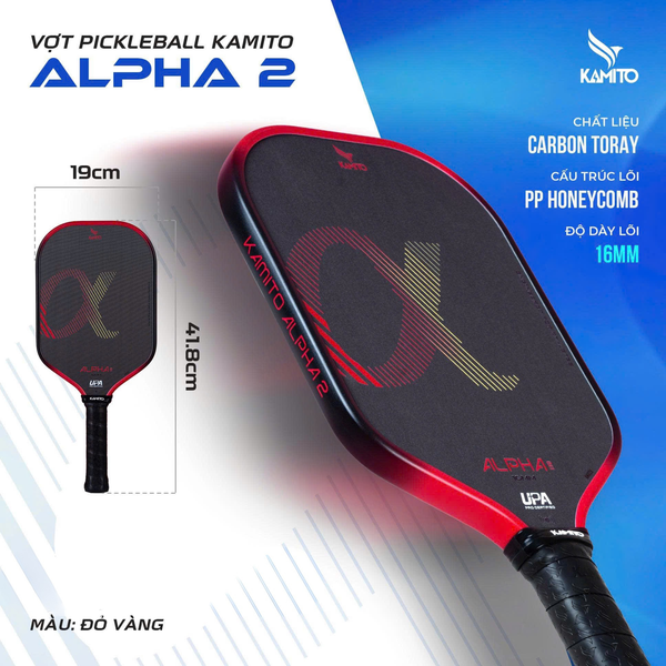 Kamito Vợt Pickleball Alpha 2 16mm Có Kèm Hộp