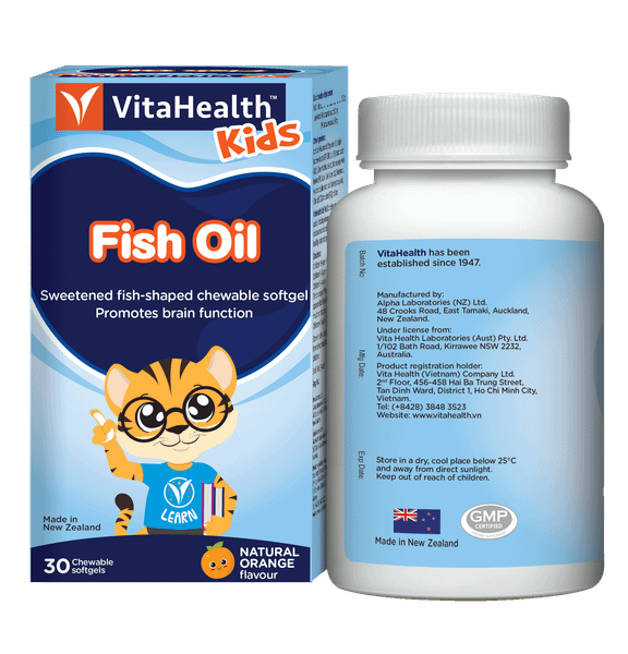 VitaHealth Viên Nhai Kids Fish Oil Bổ Sung DHA, Omega 3 Cho trẻ Từ 1 Tuổi 30 Viên
