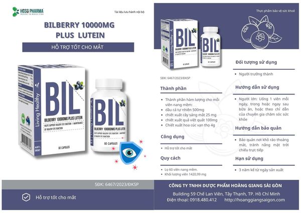 Living Healthy Viên Uống Bilberry 10000mg Plus Lutein Hỗ Trợ Tốt Cho Mắt 60 Viên