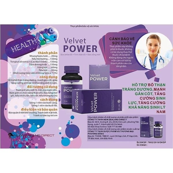 Hauora Velvet Power 1 Hour Hỗ Trợ Nam Giới - Chính Hãng