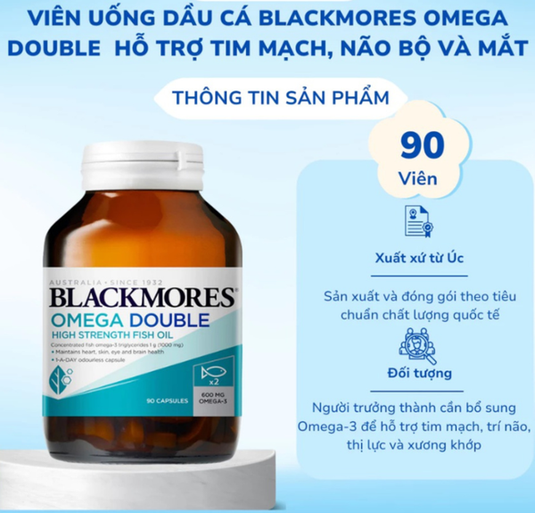 Blackmores Viên Uống Dầu Cá Liều Omega Gấp 2 Lần Double High Strength Fish Oil 90 Viên
