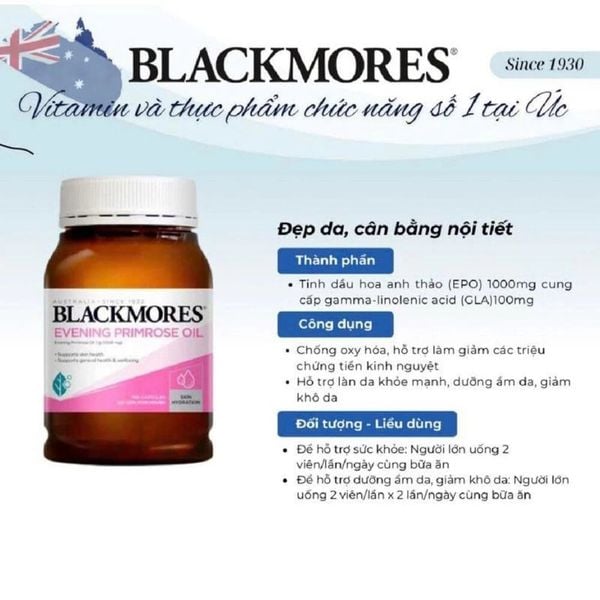 Tinh Dầu Hoa Anh Thảo Chiều Blackmores Evening Primrose Oil 190 Viên (chính hãng)