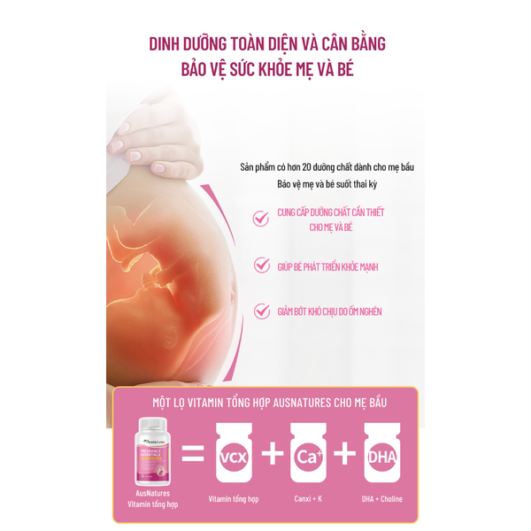 AusNatures Viên Uống Vitamin Tổng Hợp Cho Mẹ Bầu Pregnancy Essentials 60 Viên