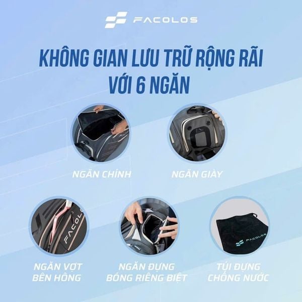 Facolos Túi Đựng Vợt Pickleball (Có Nhiều Màu Sẵn Hàng HCM)