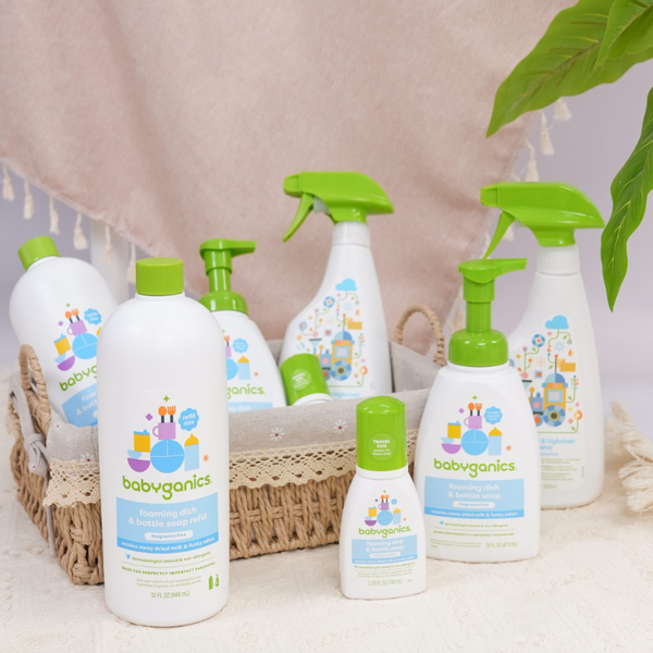 Babyganics Nước Rửa Bình & Đồ Dùng Không Mùi An Toàn Cho Bé Dạng Chai Tạo Bọt Organic Foaming Travel Dish & Bottle Soap Fragrance Free 473ml
