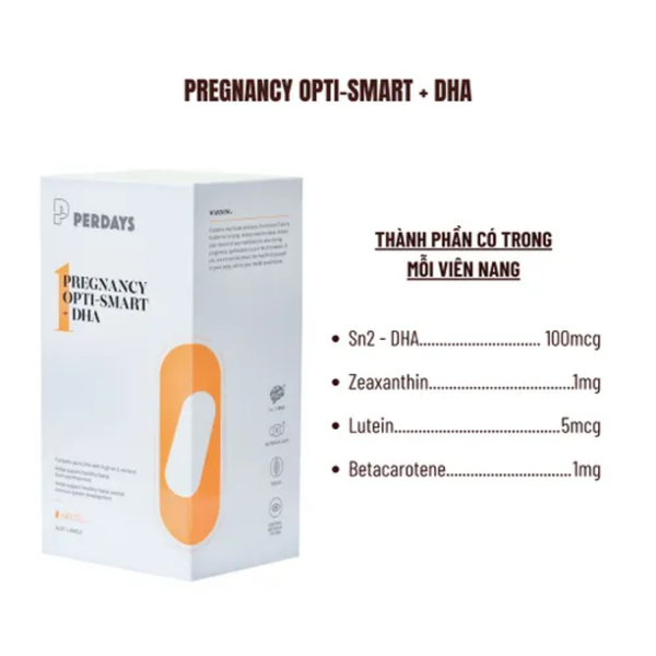 Perdays Viên Uống Pregnancy Opti-Smart + DHA Phát Triển Não Bộ Cho Thai Nhi 60 Viên