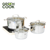 Bộ 3 Nồi Inox 3 Đáy Nắp Kính Green Cook GCS2519 - Hàng Chính Hãng