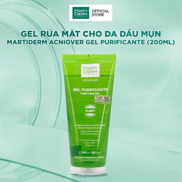  Gel Rửa Mặt Cho Da Dầu Mụn MartiDerm Acniover Gel Purificante (200ml) 