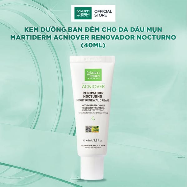  Kem Dưỡng Ban Đêm Cho Da Dầu Mụn MartiDerm Acniover Renovador Nocturno (40ml) 