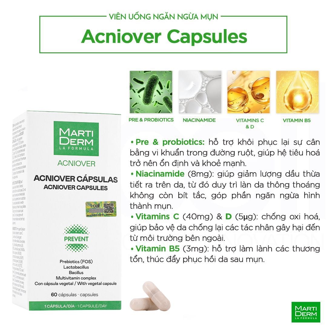  Viên Uống Ngăn Ngừa Mụn - MartiDerm Acniover Capsules (60 viên) 