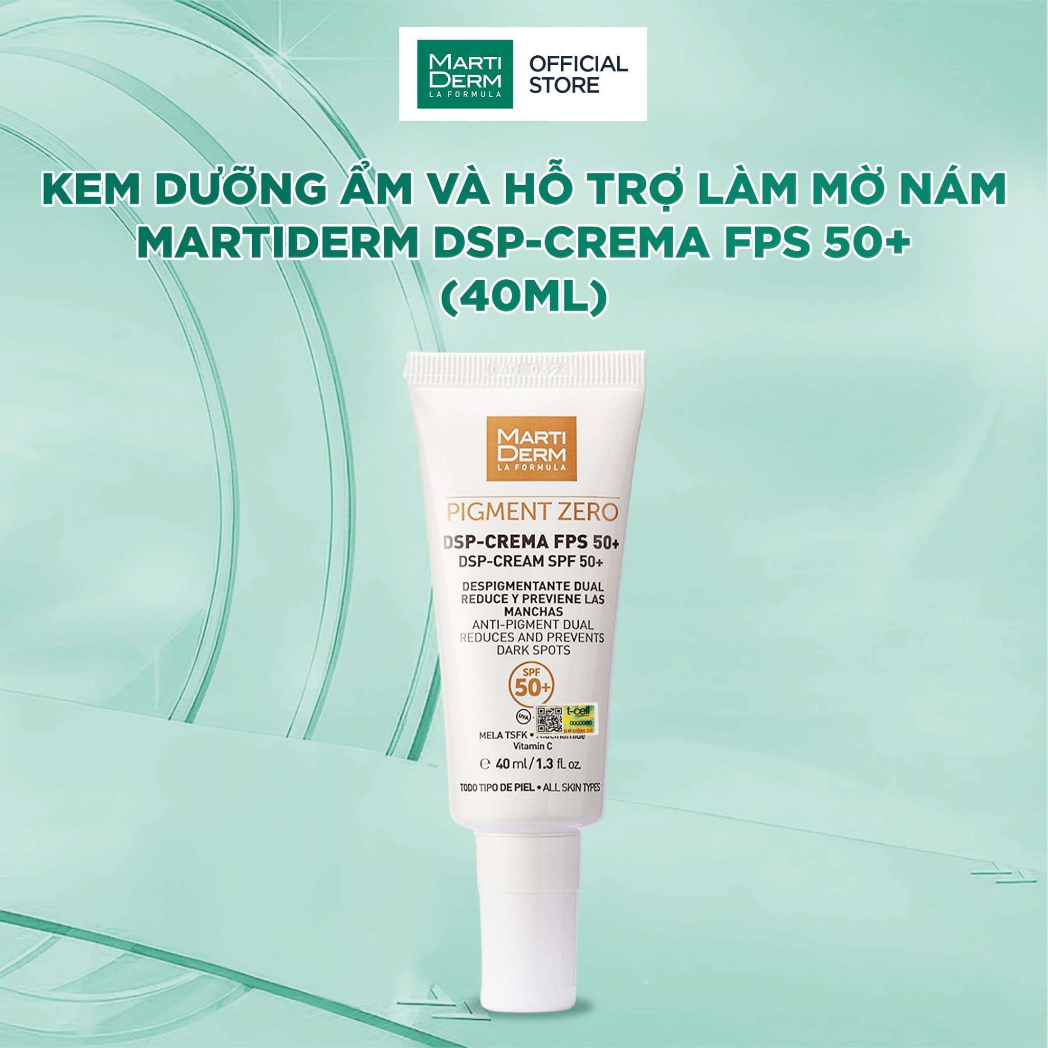  Kem Dưỡng Ẩm Và Hỗ Trợ Làm Mờ Nám MartiDerm DSP-Crema FPS 50+ (40ml) 