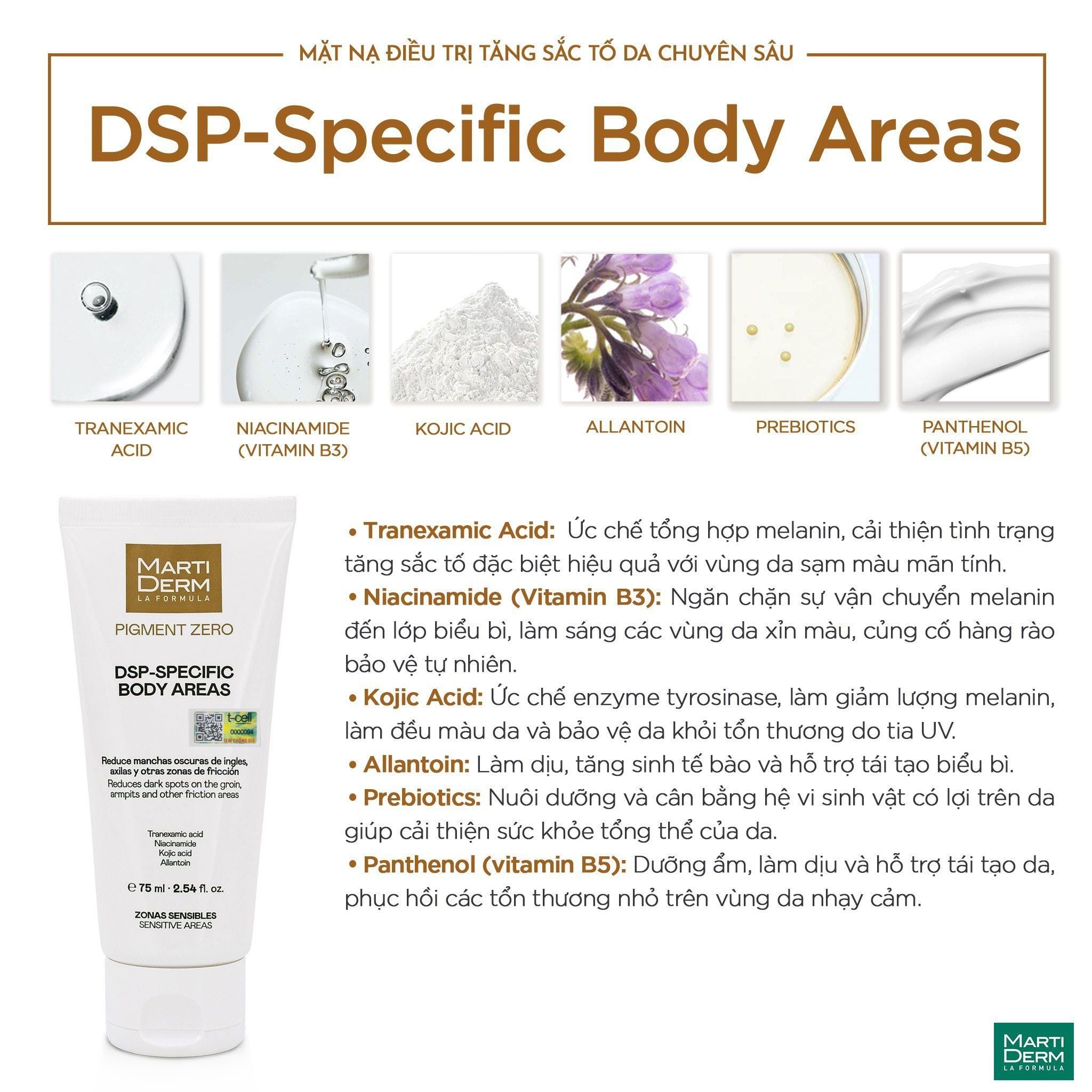 [MỚI RA MẮT] Kem dưỡng thể sáng da & ngừa thâm sạm chuyên sâu - MartiDerm DSP-Specific Body Areas 