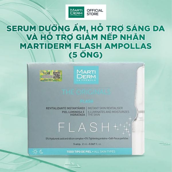  Serum Dưỡng Ẩm, Hỗ trợ Sáng Da Và Hỗ Trợ Giảm Nếp Nhăn MartiDerm Flash Ampollas (5 ống x 2ml) 