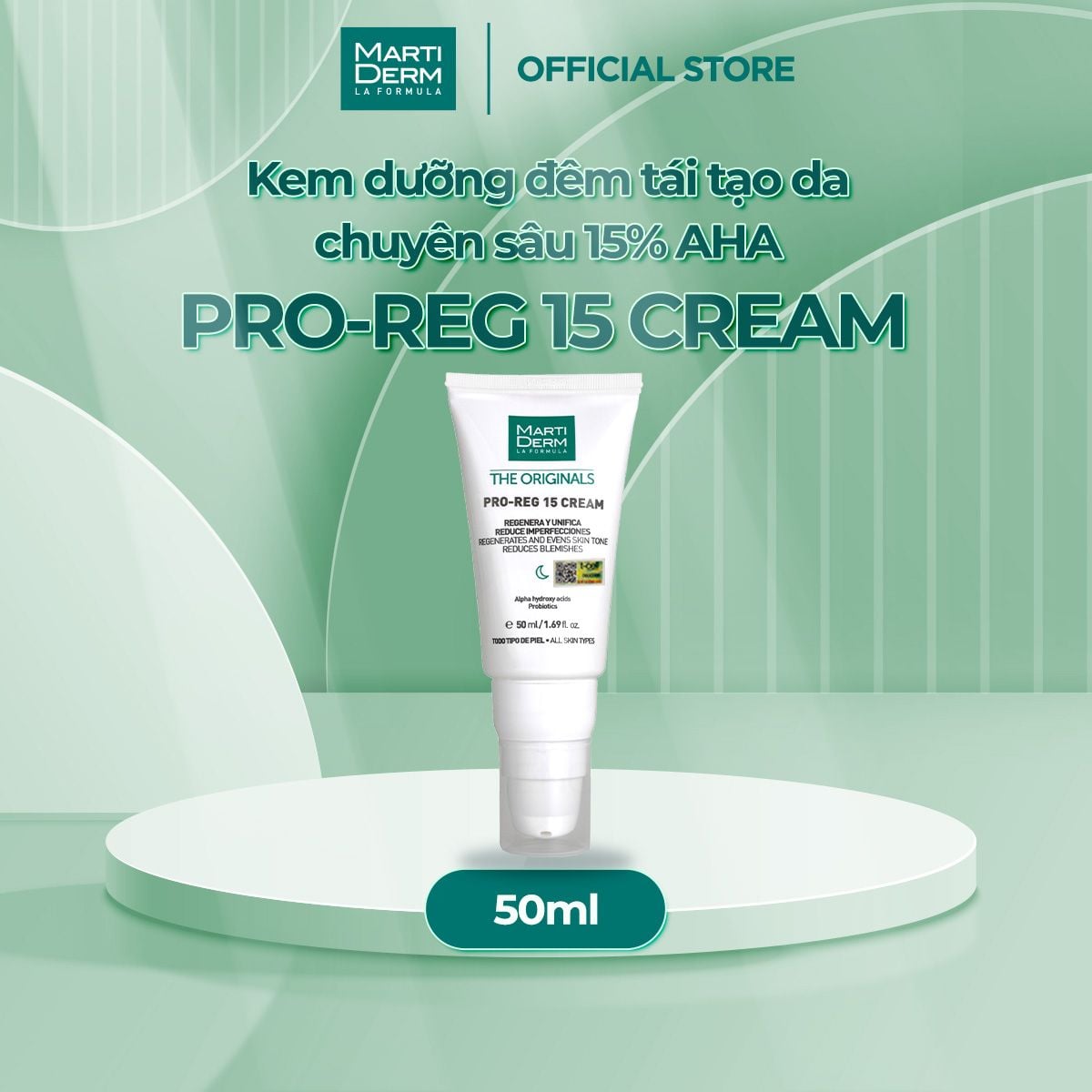  Kem dưỡng đêm tái tạo da chuyên sâu 15% AHA - MartiDerm The Originals Pro Reg 15 Cream (50ml) 