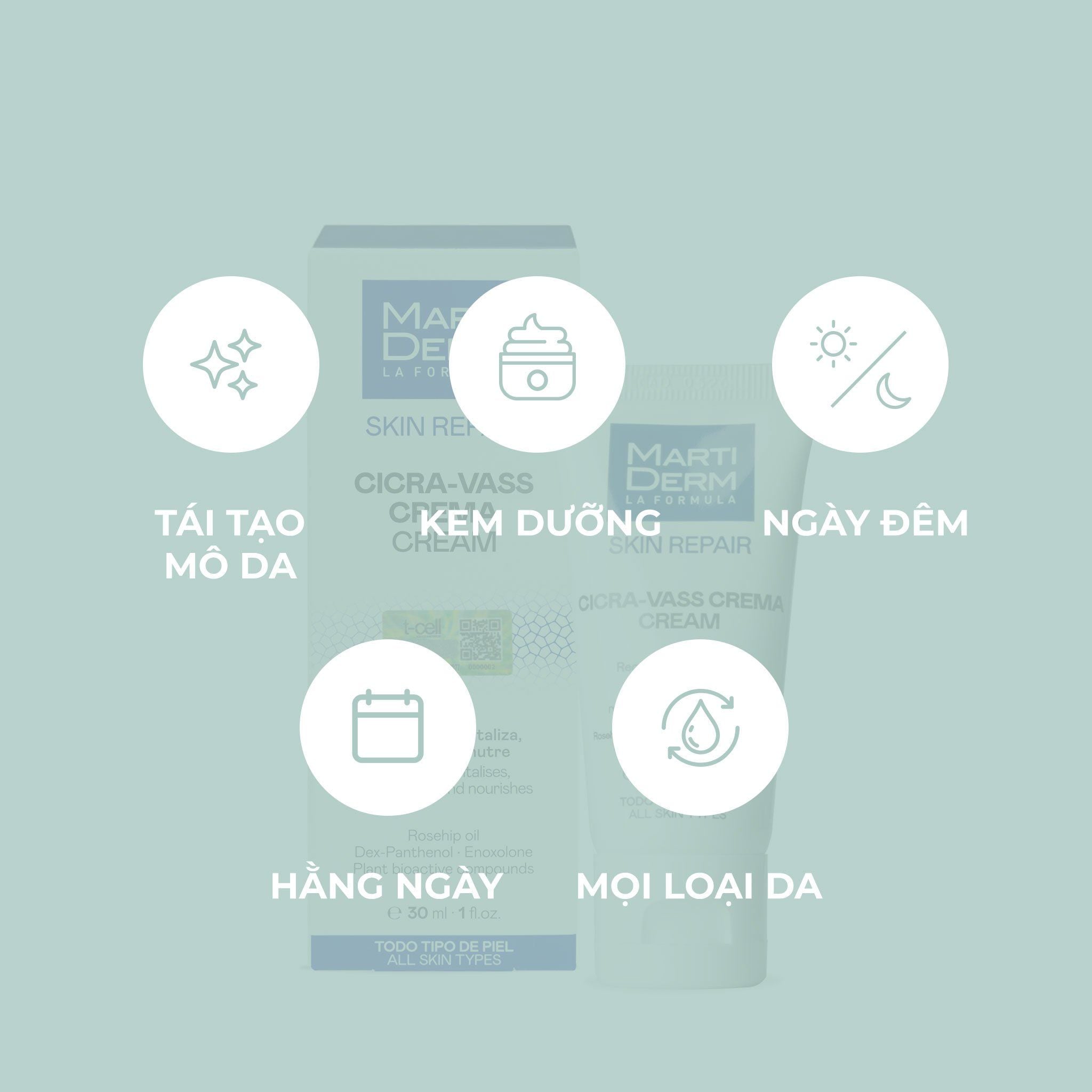  Kem Dưỡng Tái Tạo & Phục Hồi Da Nhạy Cảm - MartiDerm Skin Repair Cicra Vass Cream 