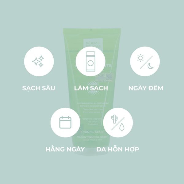  Gel rửa mặt cho da dầu mụn - MartiDerm Acniover Purifying Gel (200ml) 