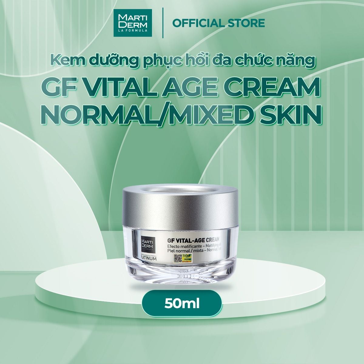  Kem Dưỡng Phục Hồi Chống Lão Hóa Đa Chức Năng - MartiDerm Platinum GF Vital Age Cream normal/mixed Skin (50ml) 