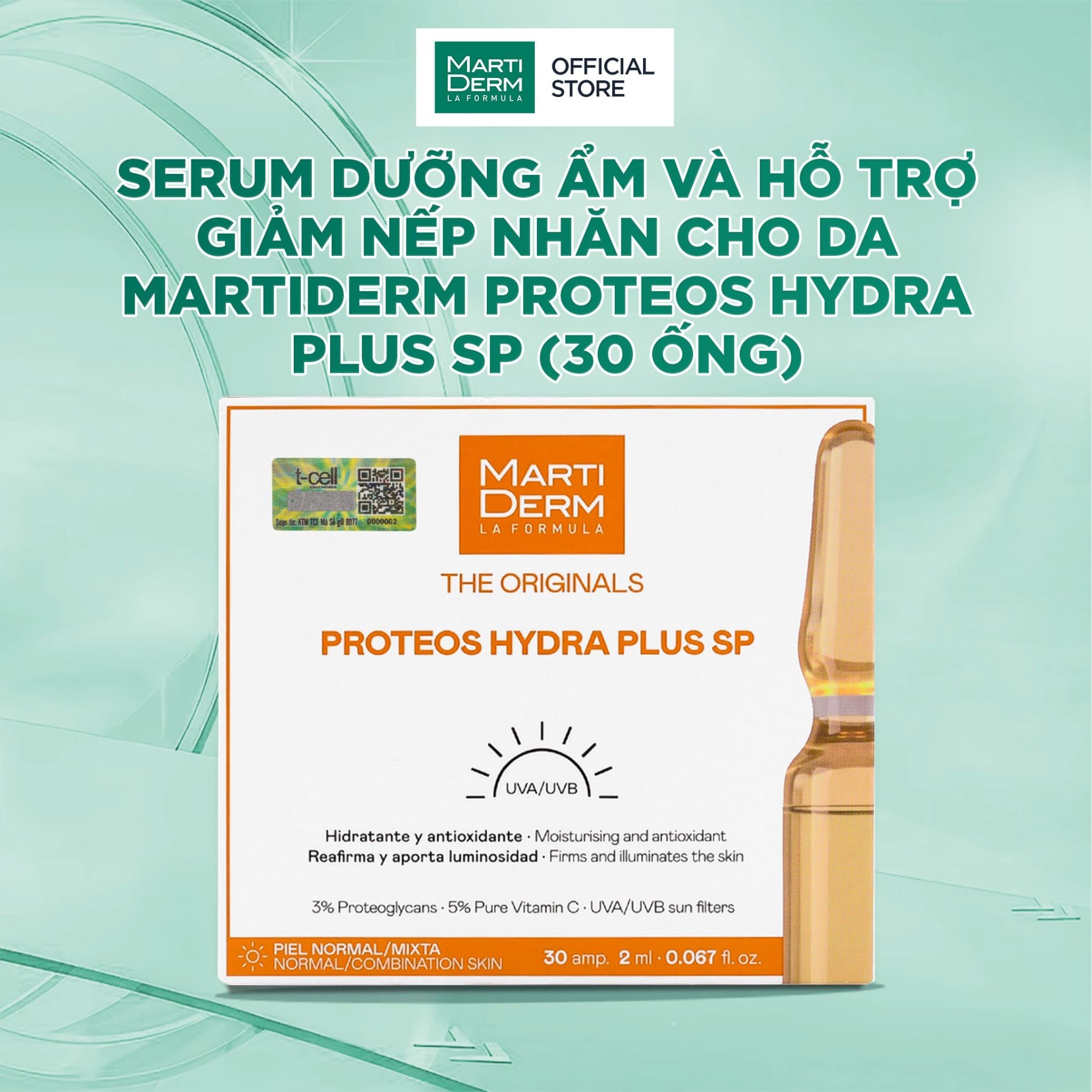  Serum Dưỡng Ẩm Và Hỗ Trợ Giảm Nếp Nhăn Cho Da MartiDerm Proteos Hydra Plus SP 