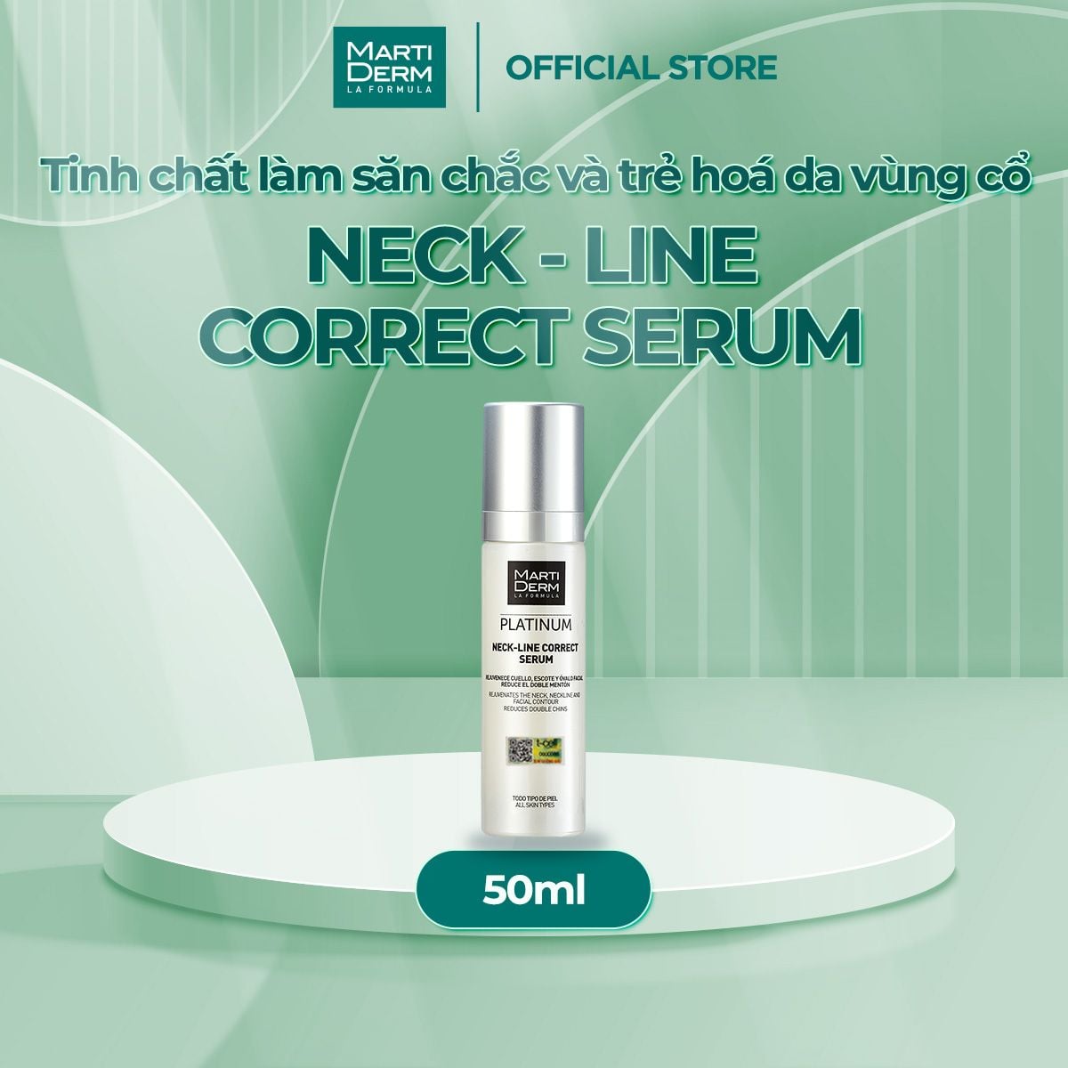  Tinh Chất Làm Săn Chắc & Trẻ Hoá Da Vùng Cổ - MartiDerm Platinum Neck Line Correct Serum 