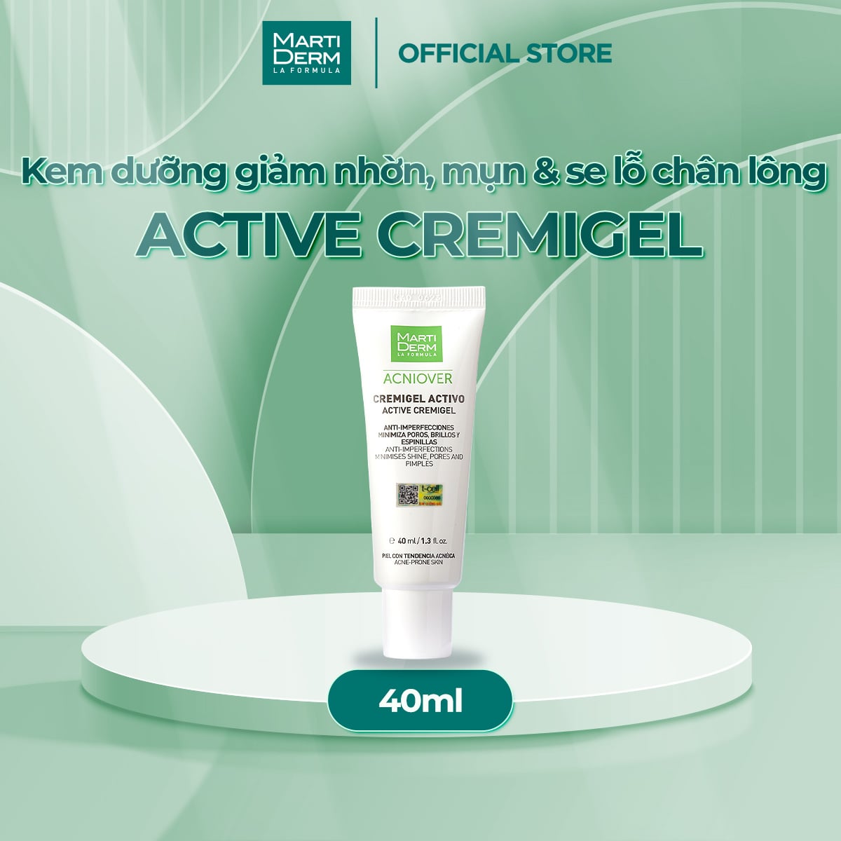Kem Dưỡng Giảm Nhờn, Mụn & Se Lỗ Chân Lông - MartiDerm Acniover Active Cremigel (40ml)