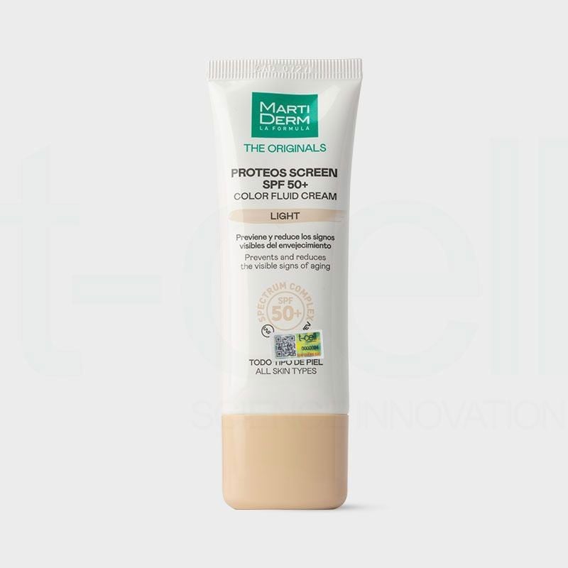  Kem chống nắng phổ rộng, làm đều màu da, ngừa lão hoá, phòng chống nám quay lại - MartiDerm The Originals Proteos Screen SPF50+  Color Fluid Cream (Light) (40ml) 
