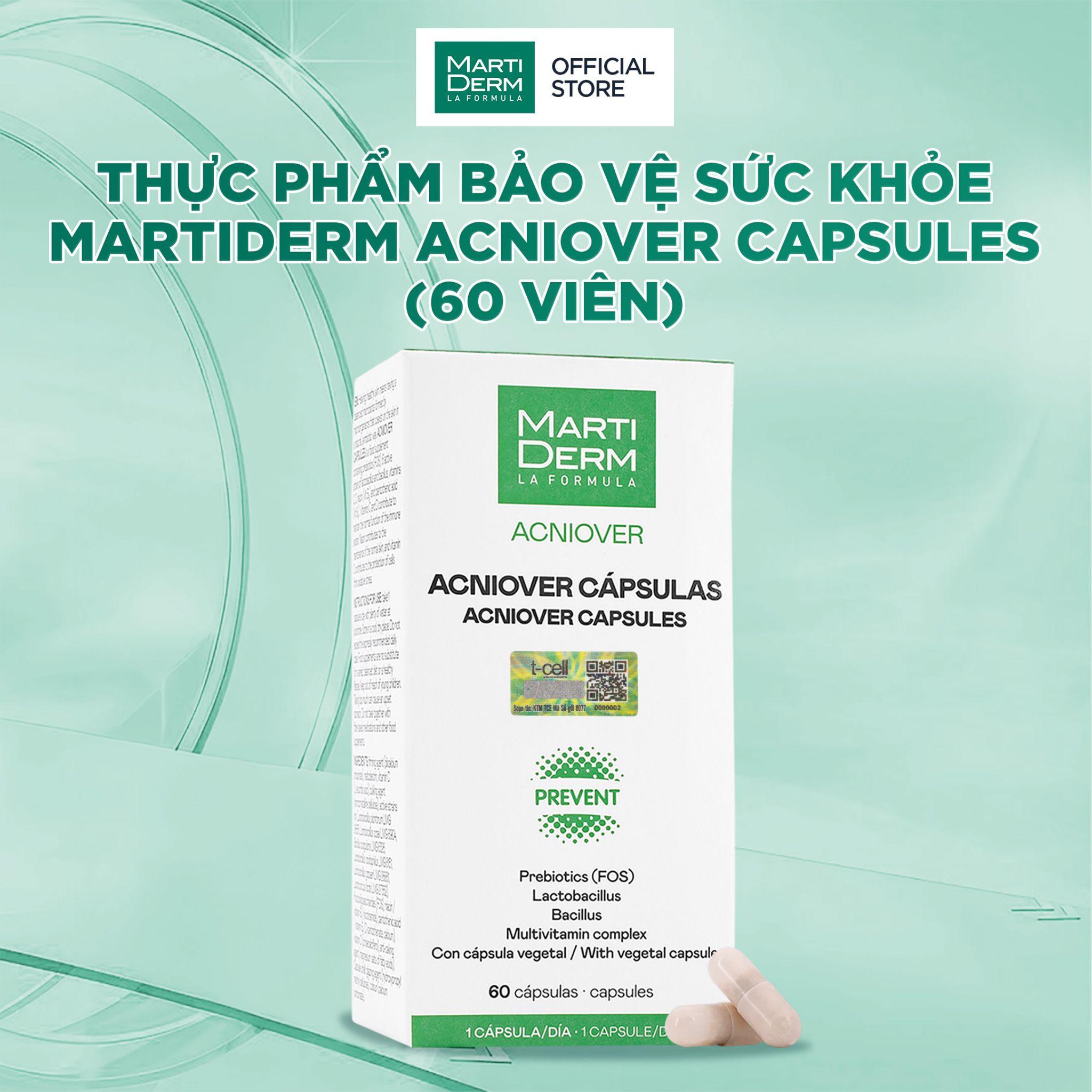  Thực Phẩm Bảo Vệ Sức Khỏe: MartiDerm Acniover Capsules (60 viên) (HSD: 11/2026) 