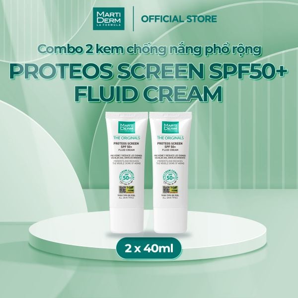 Combo 2 Kem Chống Nắng Ngăn Ngừa Sạm Nám MartiDerm Proteos Screen SPF50+ Fluid Cream (40ml) 