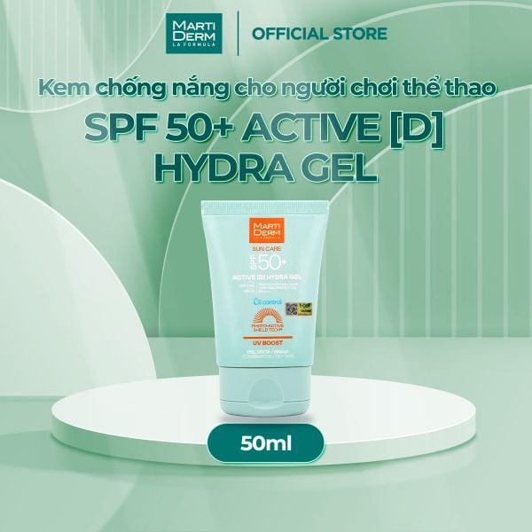  [MỚI RA MẮT] Kem Chống Nắng bảo vệ toàn diện cho người chơi thể thao - MartiDerm SPF 50+ Active [D] Hydra Gel 