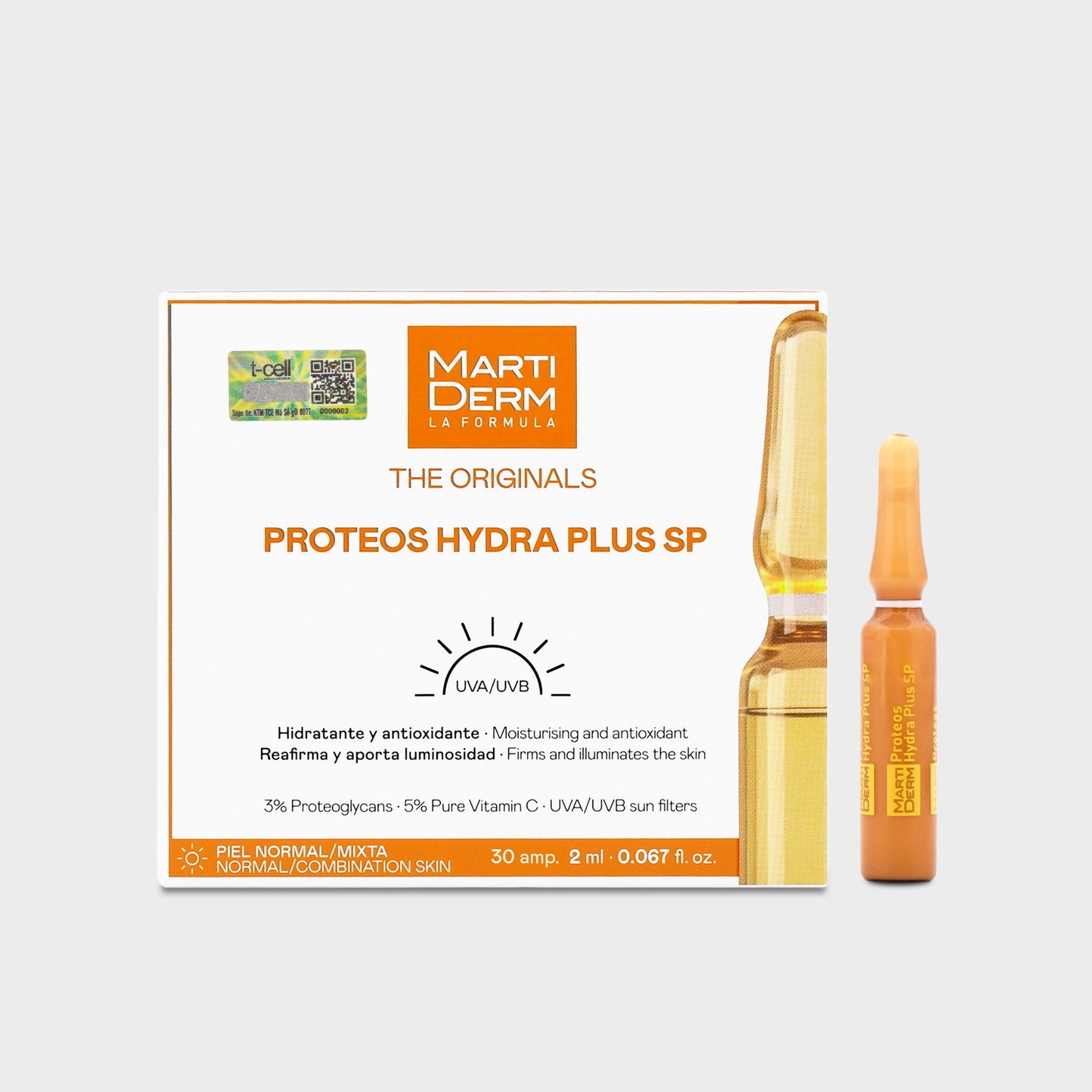  Ampoule Dưỡng Ẩm, Làm Săn Chắc & Ngừa Lão Hoá Da Ban Ngày - Martiderm The Originals Proteos Hydra Plus SP 