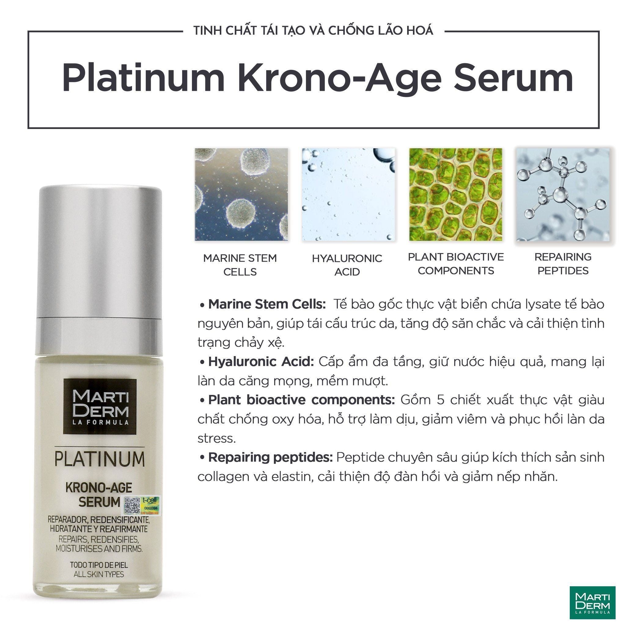  Tinh chất tái tạo và chống lão hoá - MartiDerm Platinum Krono-Age Serum 