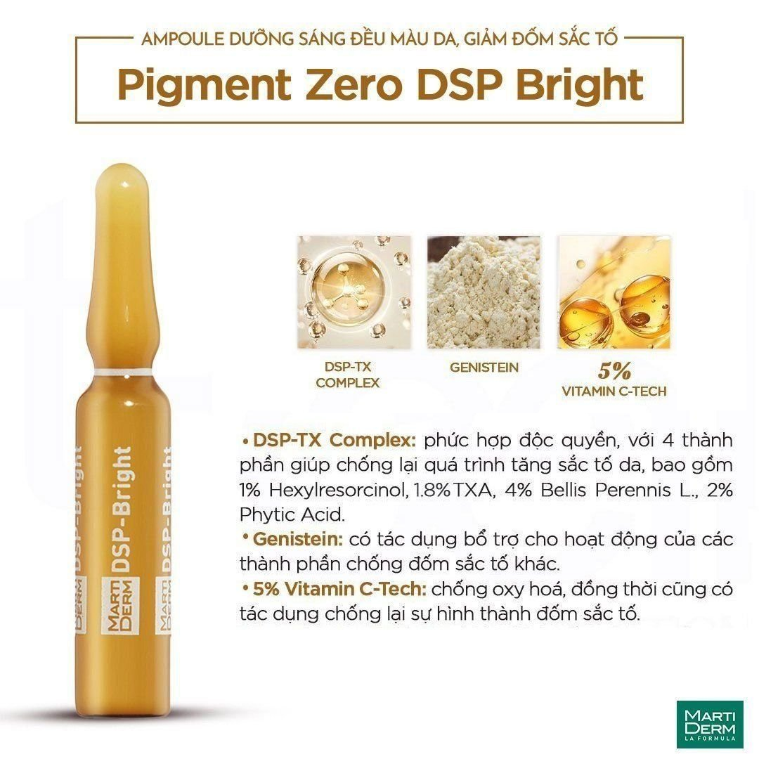  Ampoule Dưỡng Sáng Đều Màu Da, Giảm Đốm Sắc Tố - MartiDerm Pigment Zero DSP Bright 