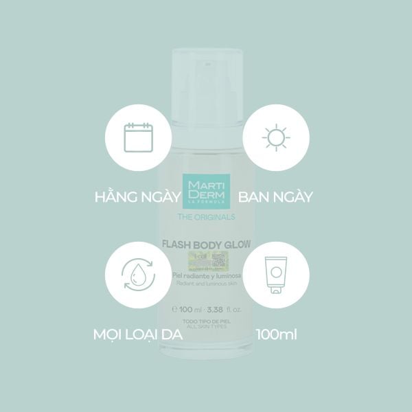  [MỚI RA MẮT] Kem dưỡng thể bắt sáng, tạo hiệu ứng glow rạng rỡ & mềm mượt tức thì - MartiDerm The Originals Flash Body Glow 