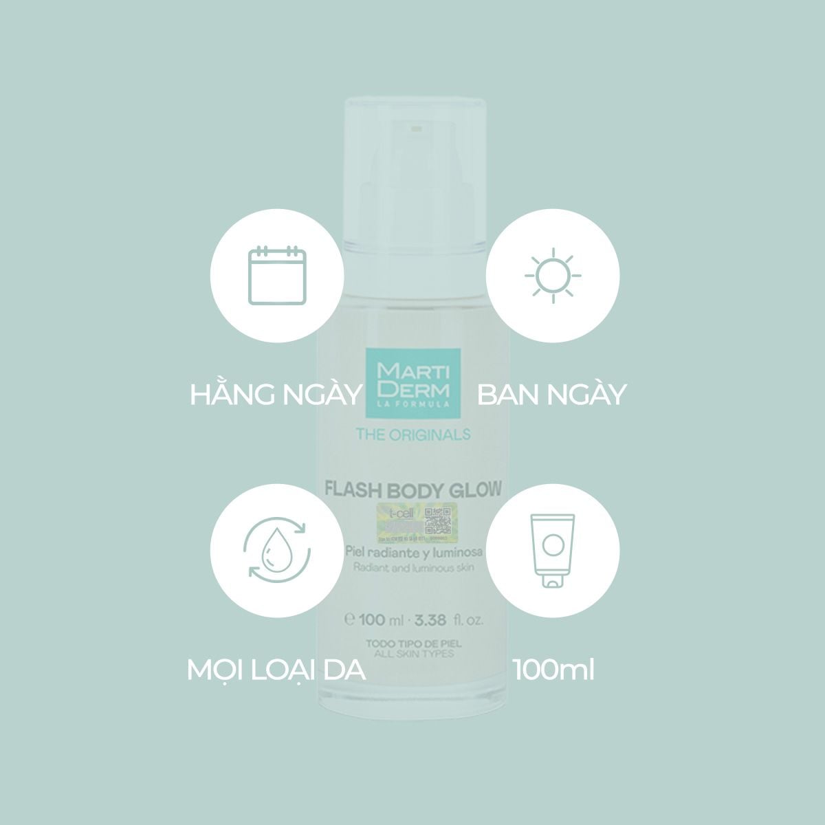  [MỚI RA MẮT] Kem dưỡng thể bắt sáng, tạo hiệu ứng glow rạng rỡ & mềm mượt tức thì - MartiDerm The Originals Flash Body Glow 