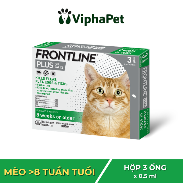 FRONTLINE® PLUS FOR CATS - Tuýp nhỏ gáy phòng & trị ve, rận, bọ chét (trứng, ấu trùng, con trưởng thành) dành cho mèo