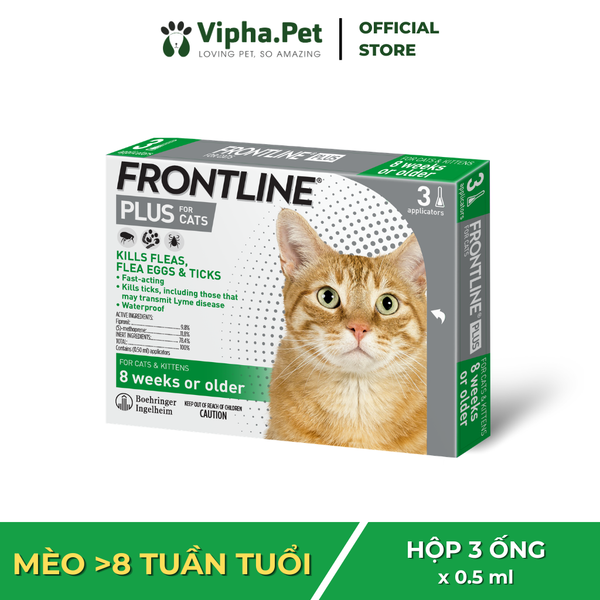 FRONTLINE® PLUS FOR CATS - Tuýp nhỏ gáy phòng & trị ve, rận, bọ chét (trứng, ấu trùng, con trưởng thành) dành cho mèo