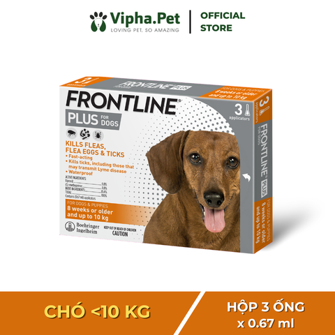 FRONTLINE® PLUS FOR DOGS Tuýp nhỏ gáy phòng & trị ve, rận, bọ chét (trứng, ấu trùng, con trưởng thành) cho chó size S (2-10kg)