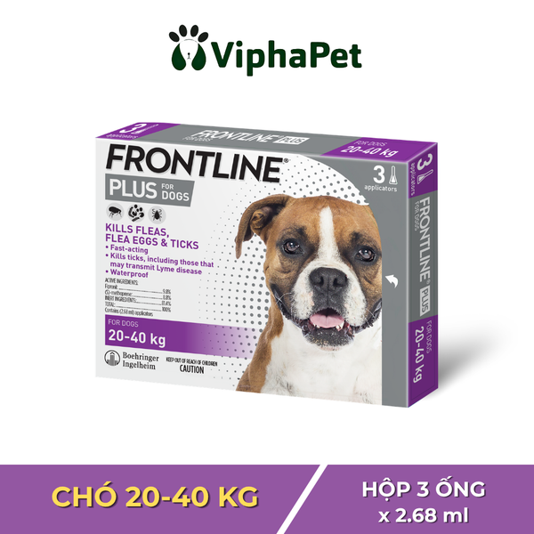 FRONTLINE® PLUS FOR DOGS Tuýp nhỏ gáy phòng & trị ve, rận, bọ chét (trứng, ấu trùng, con trưởng thành) cho chó size L (20-40kg)