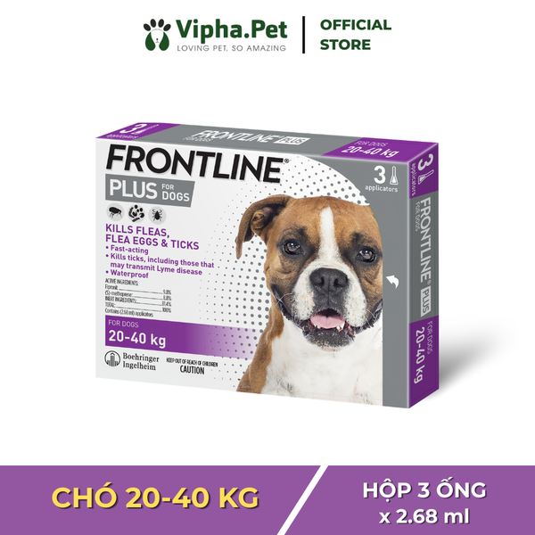 FRONTLINE® PLUS FOR DOGS Tuýp nhỏ gáy phòng & trị ve, rận, bọ chét (trứng, ấu trùng, con trưởng thành) cho chó size L (20-40kg)