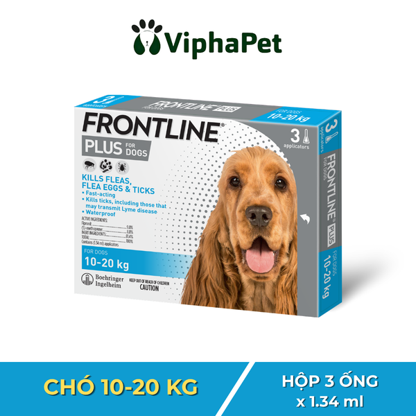 FRONTLINE® PLUS FOR DOGS Tuýp nhỏ gáy phòng & trị ve, rận, bọ chét (trứng, ấu trùng, con trưởng thành) cho chó size M (10-20kg)