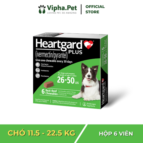 HEARTGARD® PLUS Viên nhai xổ giun đũa, giun móc, giun tim dành cho chó size M (11.5kg-22.5kg)