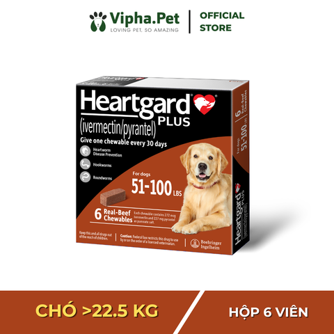 HEARTGARD® PLUS Viên nhai xổ giun đũa, giun móc, giun tim dành cho chó size L (>22.5kg)