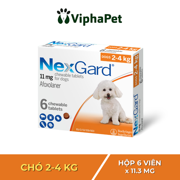 NEXGARD - Viên nhai phòng & trị ve, rận, bọ chét, ghẻ demodex, sarcoptes dành cho chó size S (2-4kg)