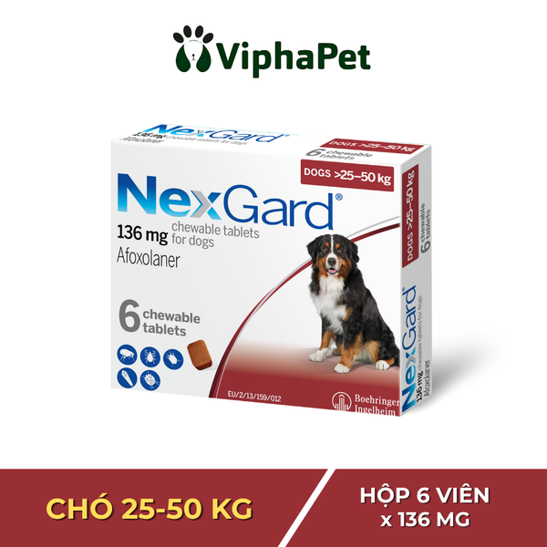 NEXGARD - Viên nhai phòng & trị ve, rận, bọ chét, ghẻ demodex, sarcoptes dành cho chó size XL (25-50kg)
