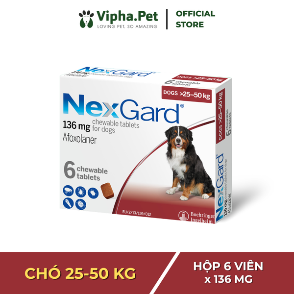 NEXGARD - Viên nhai phòng & trị ve, rận, bọ chét, ghẻ demodex, sarcoptes dành cho chó size XL (25-50kg)