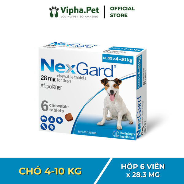 NEXGARD - Viên nhai phòng & trị ve, rận, bọ chét, ghẻ demodex, sarcoptes dành cho chó size M (4-10kg)